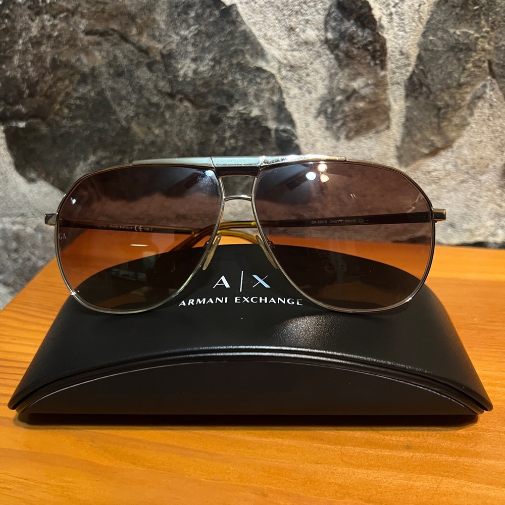 Armani Exchange Silver Frame Sunglasses with Brown Lenses